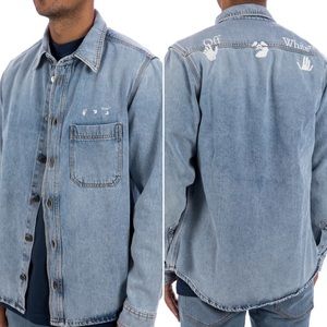 Off-White Denim button up shirt jacket shacket light wash